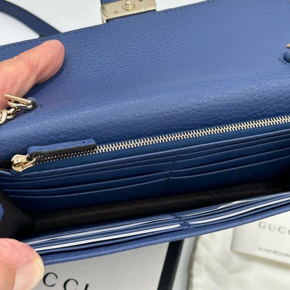 Women’s Gucci Caspian blue interlocking G wallet on a chain made in Italy - Picture 5 of 14